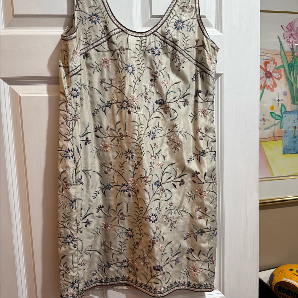 DKNY Embroidered Silk Dress